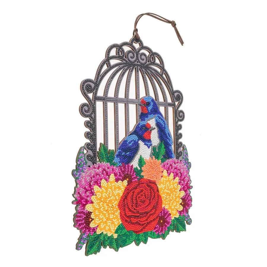 "Birdcage" Crystal Art Hanging Wooden Decoration Kit