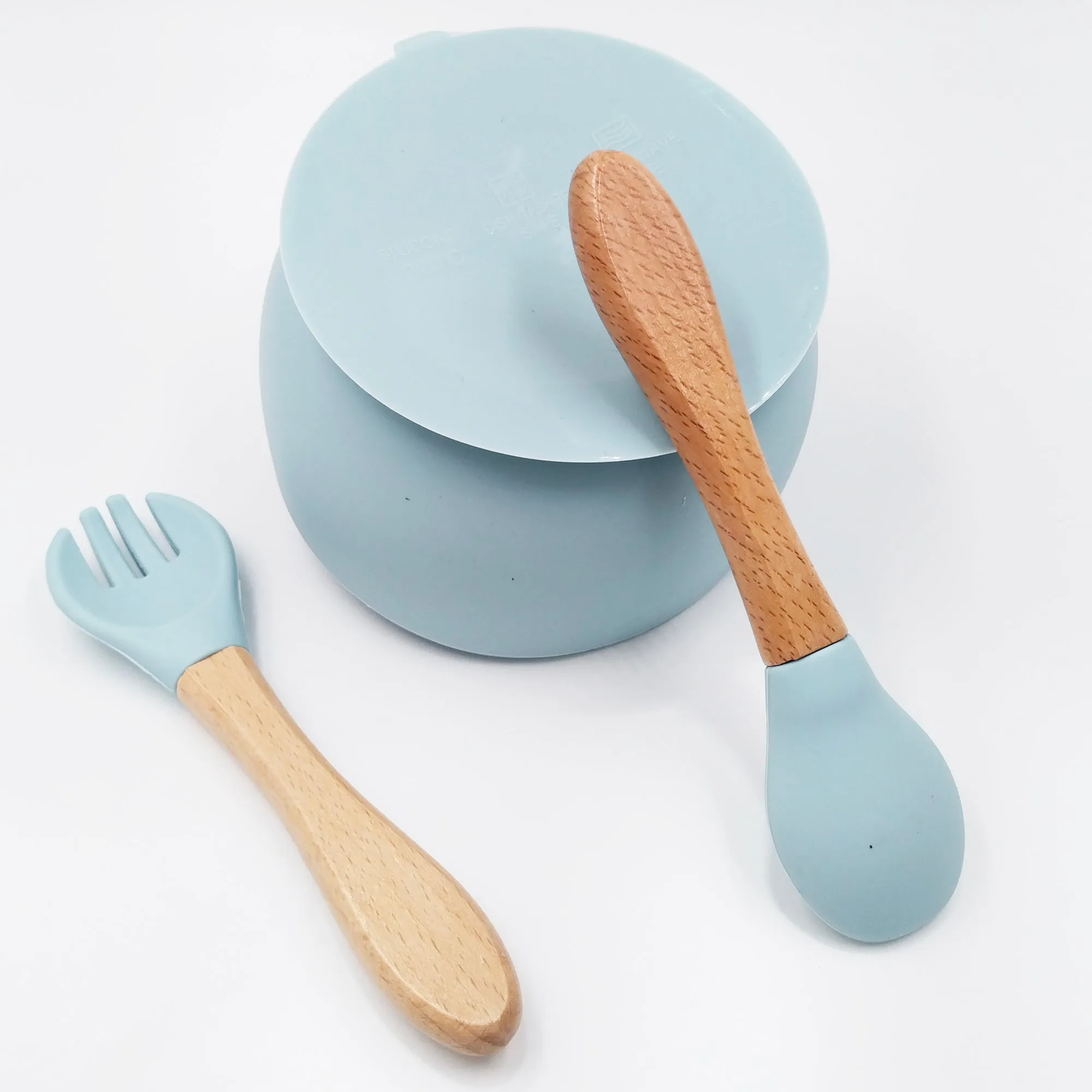 Slicone Blue- Kradyl Kroft Bamboo Silicone Bowl & Spoon Set for Babies and Toddlers