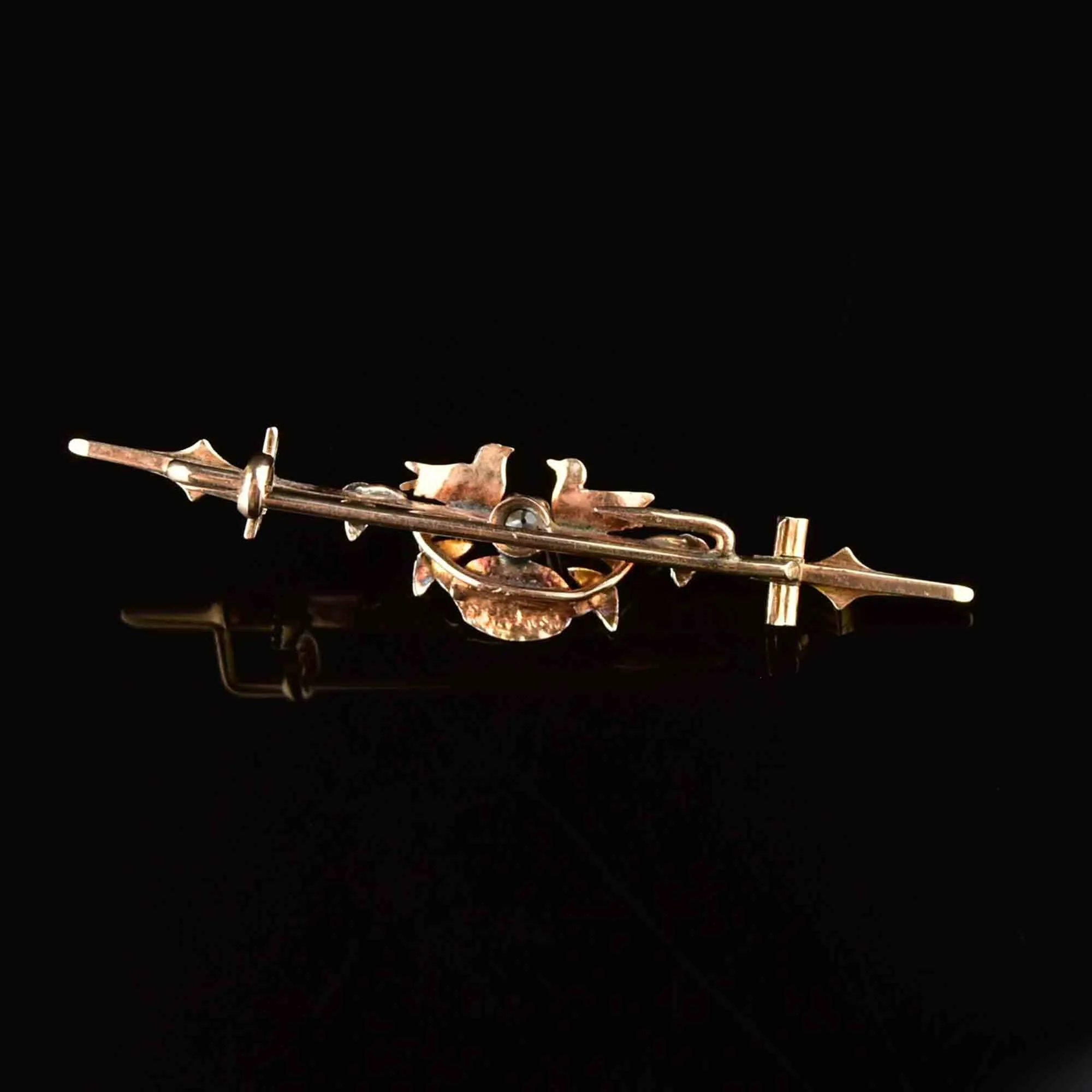 Vintage 14K Gold Diamond Swallow Bird Brooch