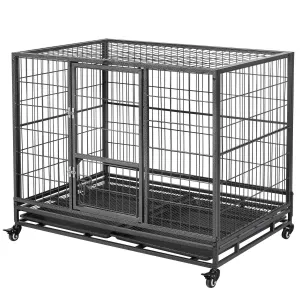 Yaheetech Rolling Dog Crate 43 Inch