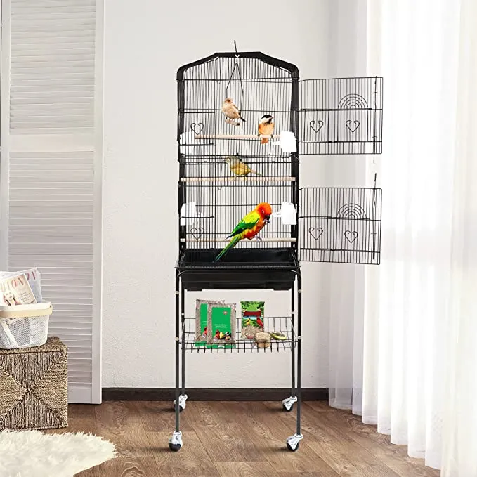 ZENY™ 59.3 Inch Bird Cage with Side-Out Tray, Storage Shelf, Pet Bird House