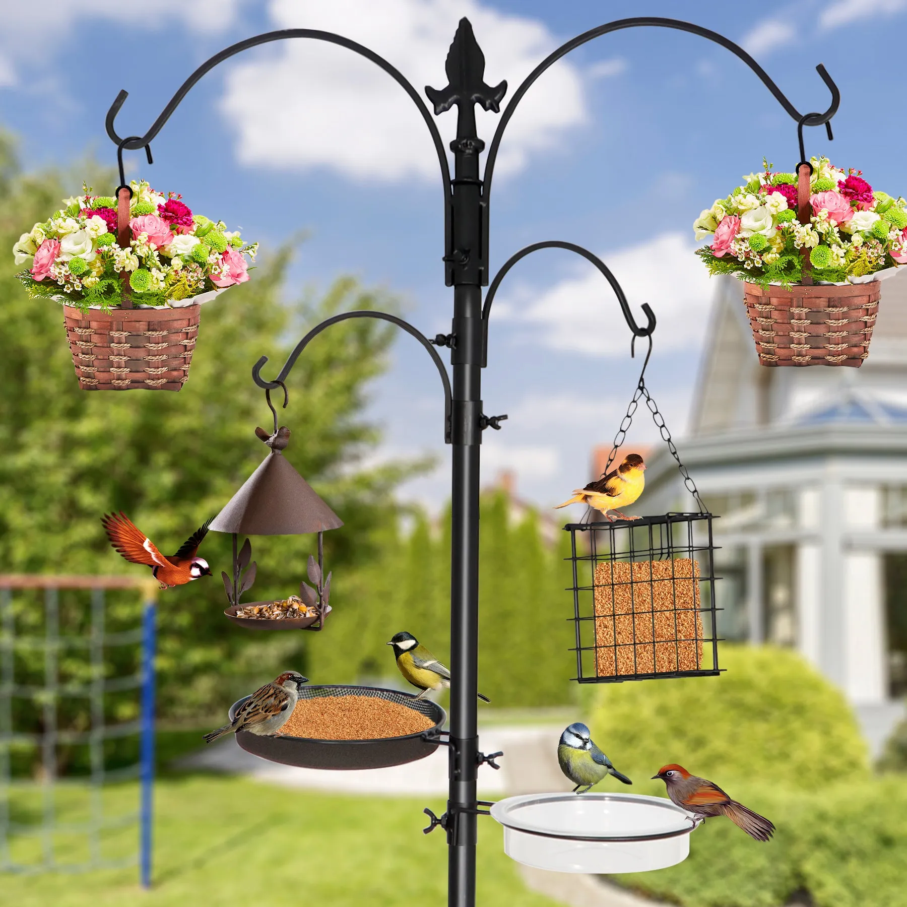 ZENY™ Multi Bird Feeding Station Kit Wild Bird Feeder Pole, 93 Inch Premium Feeder Hanging Kit